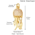 Pendentif méduse en laiton doré avec zircons montrant les dimensions et détails - Méduse Dorée avec Zirconia