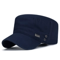 Navy blue cotton cadet cap with metallic brand plate and breathable air vents - 55-60cm (Adjustable) / Navy Blue