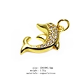 Golden dolphin charm with pavé zircon settings made of copper for jewelry DIY - Dolphin (2)