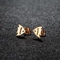 Minimalist gold tropical fish silhouette stud earrings with polished mirror finish - Goldfish / Rose Gold