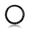 Anello al naso nero in acciaio inossidabile intrecciato con texture a spirale lucida - 1.2*6mm / Nero