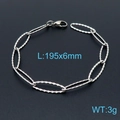 Silbernes Edelstahl-Gliederarmband mit strukturierter Oberfläche und Karabiner, 195mm - Silbernes Armband (KB147221-Z) / 19.5cmx6mm