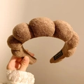 Serre-tête en éponge marron avec texture douce et design bouffant en forme de nuage - Café Foncé