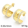 Luxurious gold-plated C-shaped titanium earrings with four rows of sparkling zircons - Large Diamond Style(KKE114928-K)