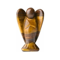 Natural tiger eye crystal angel carving figurine with golden brown stripes on white background - Tiger's Eye