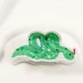 Pinza per capelli creativa in PVC bianco perlato con vivace motivo a serpente verde - Serpente