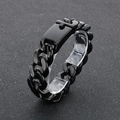 Dettaglio del bracciale a catena cubana nera in acciaio con chiusura rettangolare - Nero (KB188157-KJX)
