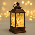 Bronze Christmas lantern with warm LED light and snowman pattern for holiday decor - Snowman / Bronze