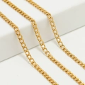 Collar de cadena de eslabones cubanos de acero inoxidable 304 dorado minimalista - Dorado - 3mm de Ancho * 1m