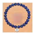 Blue natural stone beaded bracelet with silver heart pendant on a gift message card - Lapis Lazuli + TO MY SISTER Card
