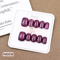 Deep purple cat-eye press-on nail set with metallic shimmer on a white display card - XS / Deep Purple Rose Cat Eye Metallic (FMD038)