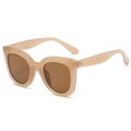 Occhiali da sole oversize cat eye color crema con lenti marroni scuri da donna - C03 Marrone