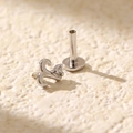 S925 sterling silver Taurus zodiac flat back piercing stud with clear zircon stone - Aries / Silver (Aries)