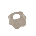 Absorbent petal-shaped baby bib in khaki crinkle cotton gauze with snap buttons - Haze Grey