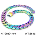 Collar de cadena cubana de 24mm para hombre en acero inoxidable con acabado arcoíris degradado - 72cm / Colorido