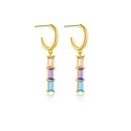Orecchini in argento 925 con gancio dorato e pietre di zircone a taglio rettangolare - Argento 925 / Placcato Oro 18K [Zircone Arcobaleno]