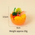 Miniature orange bowl fruit salad model keychain with resin berries weighing 20g - Orange Bowl - Green Cherry Apple Mango