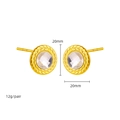 18K gold plated stainless steel round stud earrings with rhinestones and braided texture - Round Braided Design / Gold