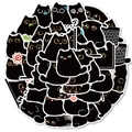 Set di adesivi gatto nero cartoon con varie espressioni carine per decorazioni DIY - SJS159 Stile 2 (40 Pezzi)