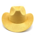 Detailed view of ginger suede western cowboy hat with concave top and stitched wide brim - M (56-59cm) / Yellow