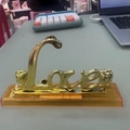 24K gold foil rose with LOVE letter ornament on a transparent orange base stand - Letter Base / Gold / LOVE Base (with Flower Pattern)