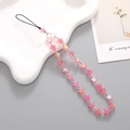 Pink iridescent star beaded phone charm strap with heart and pearl aesthetic accents - Deep Pink Mermaid Star (K522)