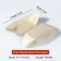 Disposable 8-inch boat-shaped natural wood trays for snacks, set of 50 pieces - 8 Inch Wood Veneer Boat (50 Pcs/Pack) 21*11cm