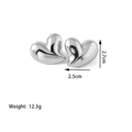 Minimalist silver heart-shaped stainless steel earrings with 2.7cm x 2.5cm size detail - [XKE0115] Heart Studs Steel