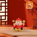 Cute cartoon orange cat fortune god figurine holding gold ingot with gift box - Caishen Ingot Hugger / Extra Large Tray Display Series