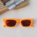 Chic rectangular sunglasses in vibrant orange glossy finish for trendy street style - Orange