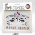 Chic acrylic face and nail crystal sticker set with pink and purple rhinestones - 16x17cm Paper Card / LZ001 Face Sticker+Nail Sticker (Colorful)