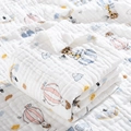 Soft six-layer cotton gauze baby blanket with colorful cartoon animal and balloon patterns - Straight Edge-Hot Air Balloon