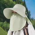 Outdoor sun hat in mint green with neck flap and breathable face mask for hiking - Green