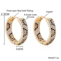 Gold plated hoop earrings featuring leopard print cubic zirconia stones with snake pattern - 2.3*0.6cm Gold Plated (EN04-7)