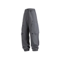 Pantalón cargo gris oscuro para mujer con cintura ajustable y bolsillos laterales - M / gris oscuro