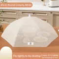 Cream white foldable food cover with 80cm diameter for 10-12 dishes on dining table - Standard (Fits 10-12 Dishes)
