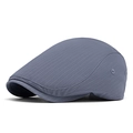 Classic grey-blue striped beret cap with metal eyelets and textured fabric finish - Blue