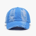 Lake blue distressed baseball cap with vintage worn-out holes and breathable eyelets - One Size(Adjustable) / Blue