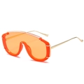 Gafas de sol oversize tipo pantalla con lentes naranjas y patillas de metal dorado - Montura Naranja Lentes Naranjas
