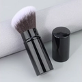Portable retractable flat head foundation brush with dual-tone synthetic bristles and lid - Small Round Angled Telescopic Brush