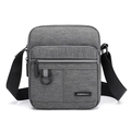 Borsa a tracolla da uomo in tessuto oxford grigio con tracolla larga e logo distintivo - Verticale Grigio