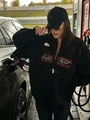 Sweat noir oversize à demi-zip avec imprimé graphique vintage en extérieur - S / Noir