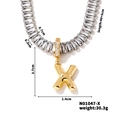 Macro view of gold letter X pendant with clear zircon inlaid tennis chain details - Letter X Shape Style (N01047-X)