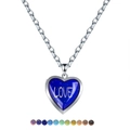Collar de corazón plateado con piedra que cambia de color y letras LOVE en tono dorado - LOVE Letra Cambio de temperatura