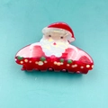 Christmas Santa Claus hair claw clip in vibrant red and white laser PVC finish - Santa Claus Red 8cm