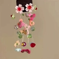 Detailed macro view of colorful beaded flower drop earrings with long resin tassel strands - 71# Silver Pin - Multicolor