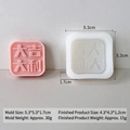 Quadratische DIY Silikonform für Seife mit Glückszeichen und rosa Musterbeispiel - Viel Glück