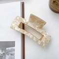 Minimalist large rectangular acetic acid hair claw clip in creamy marble finish - Creamy White 10.5cm