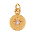 Colgante redondo bañado en oro minimalista con estrella de ocho puntas grabada y gema - Estrella Redonda/P06-8