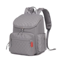 Mochila pañalera grande gris acolchada con bolsillos antirrobo y tela impermeable de viaje - Gris